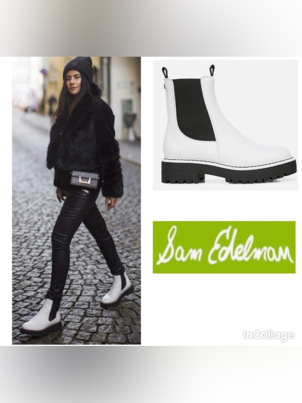 Sam Edelman White Laguna Chelsea Lug Sole Boots